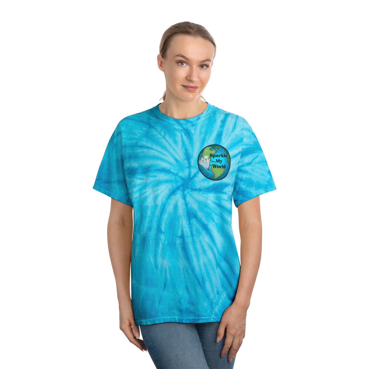 Sparkle My World Tie-Dye Tee, Vibrant Casual Wear for Eco-Lovers, Perfect for Earth Day, Summer Festivals, Beach Vibes, Gift for Friends