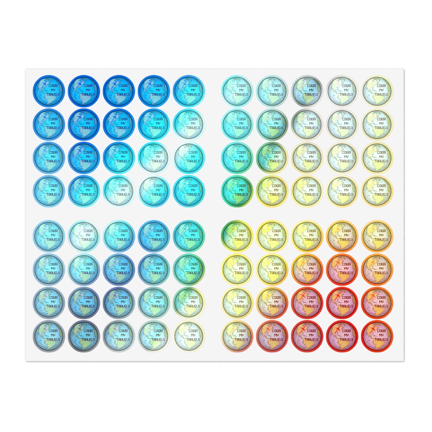 ,90 color my travels Sticker Sheet Bundle, 5pcs