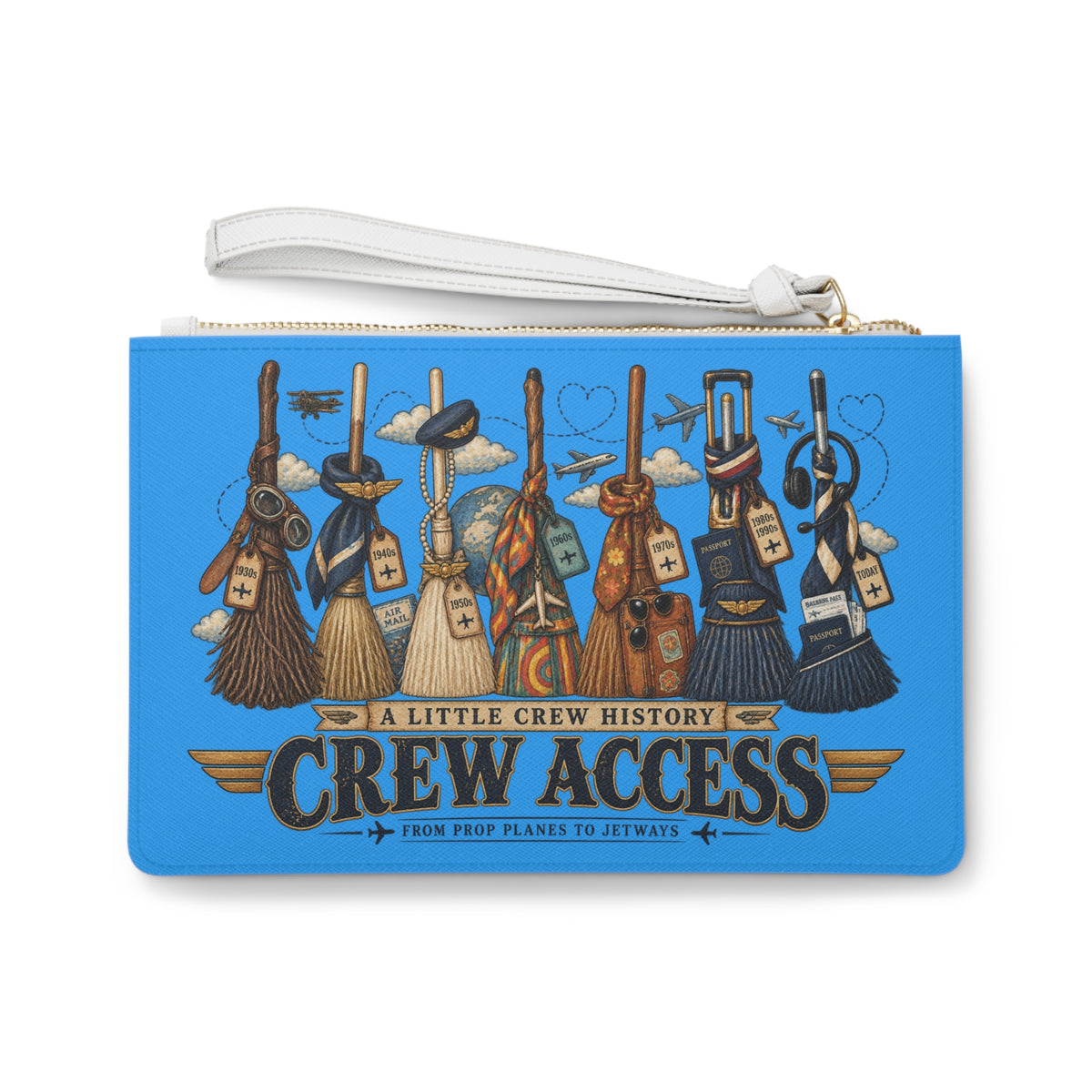 Crew Access Clutch Bag | Aviation Broomstick History, Flight Crew Graphic