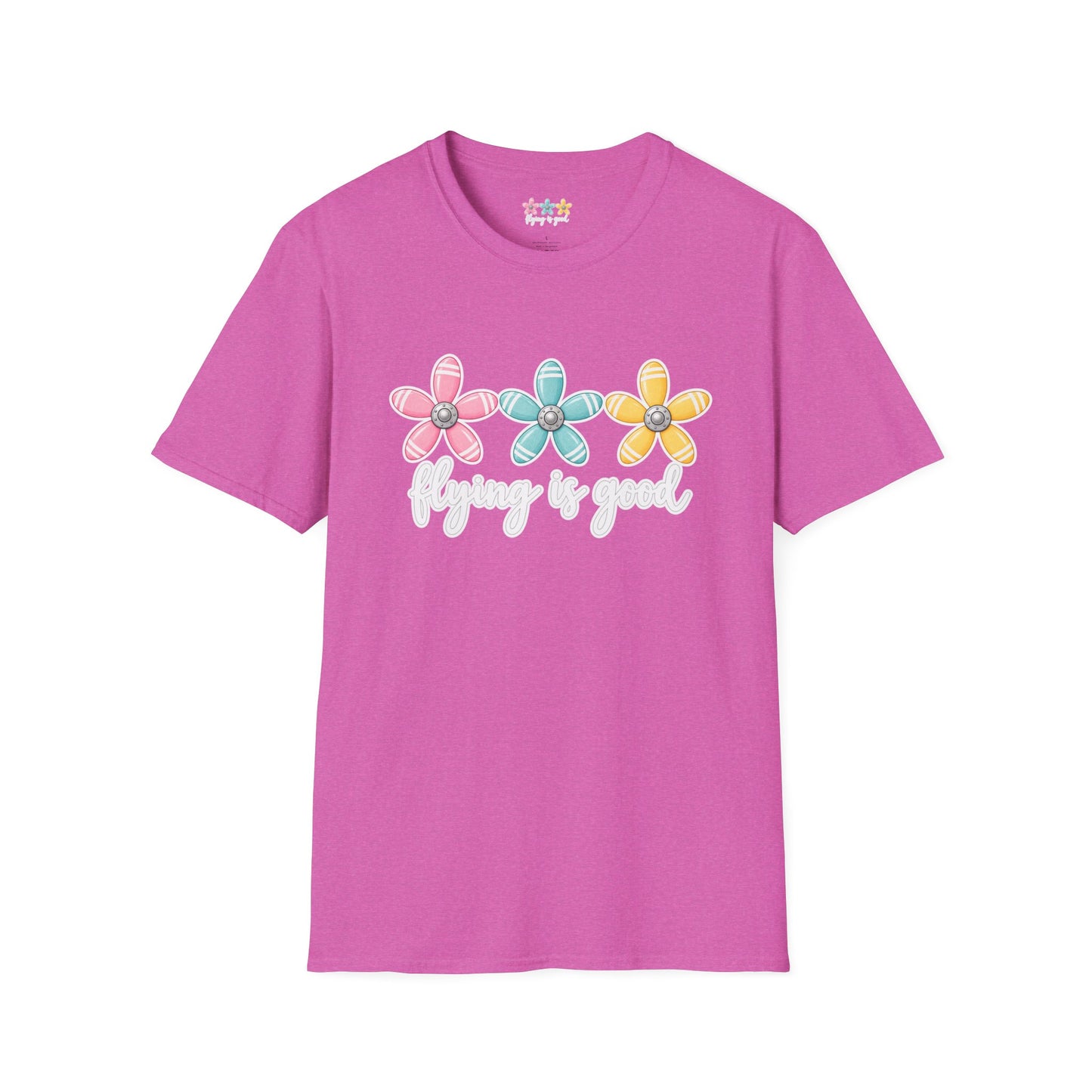 Flying Is Good Floral T-Shirt — Cute Retro Propeller Flowers Tee