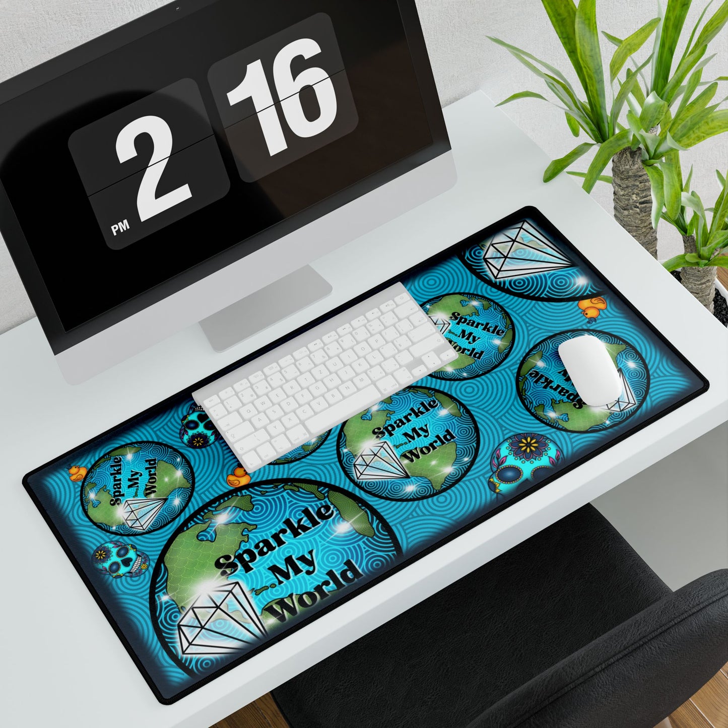 Desk Mat - Sparkle My World Rhinestone Artist Design