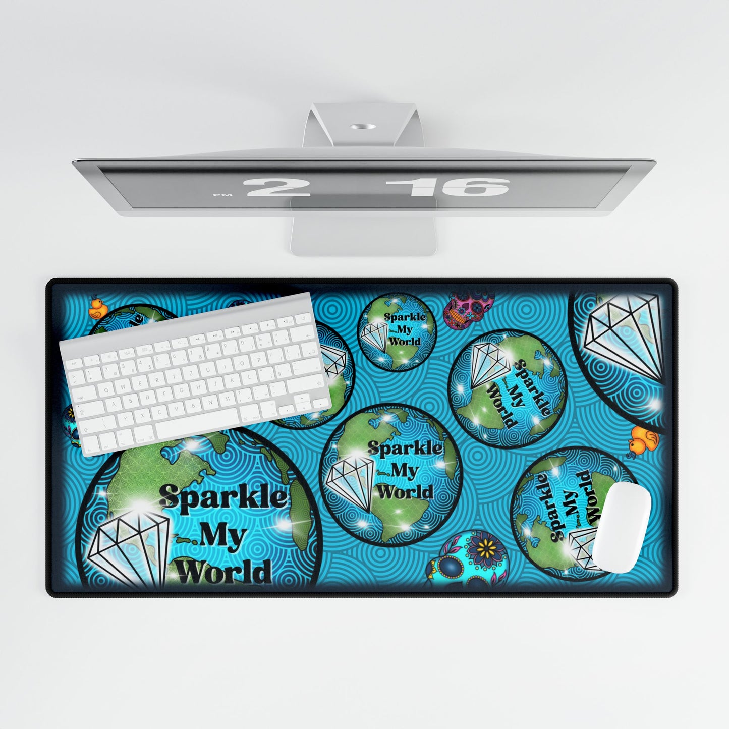 Desk Mat - Sparkle My World Rhinestone Artist Design