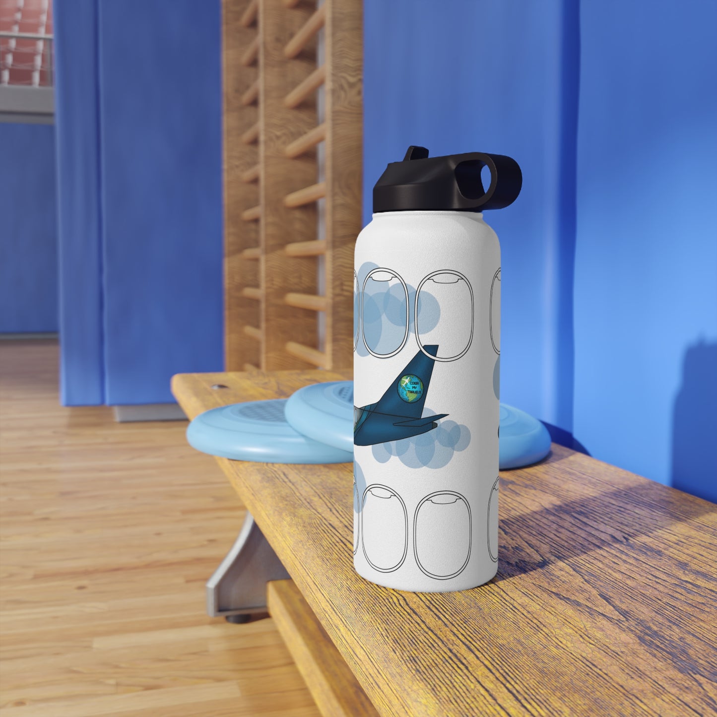 Jet window collection Stainless Steel Water Bottle, Standard Lid