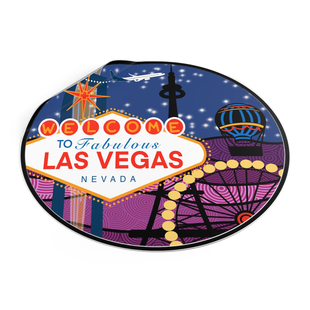 Las Vegas Round Vinyl Stickers