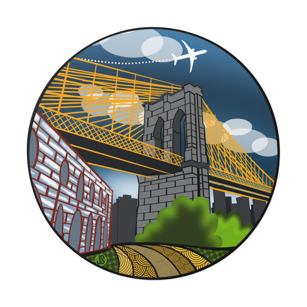 Brooklyn Bridge Round Vinyl Stickers