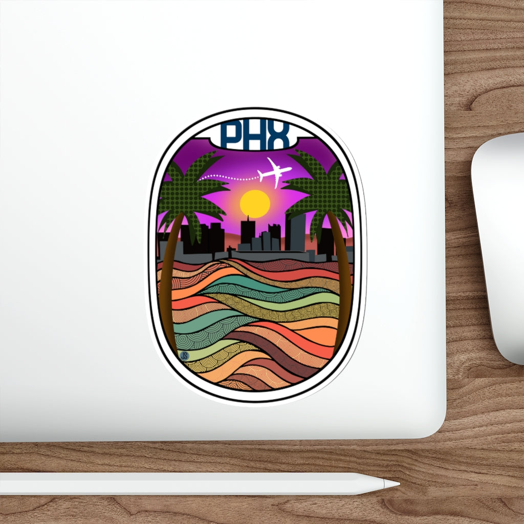 PHX Wht plane Die-Cut Stickers