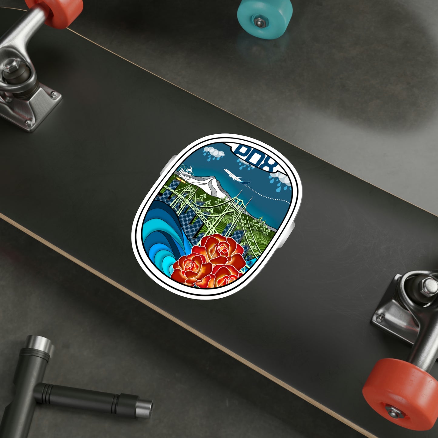 PDX Blue plane Die-Cut Stickers