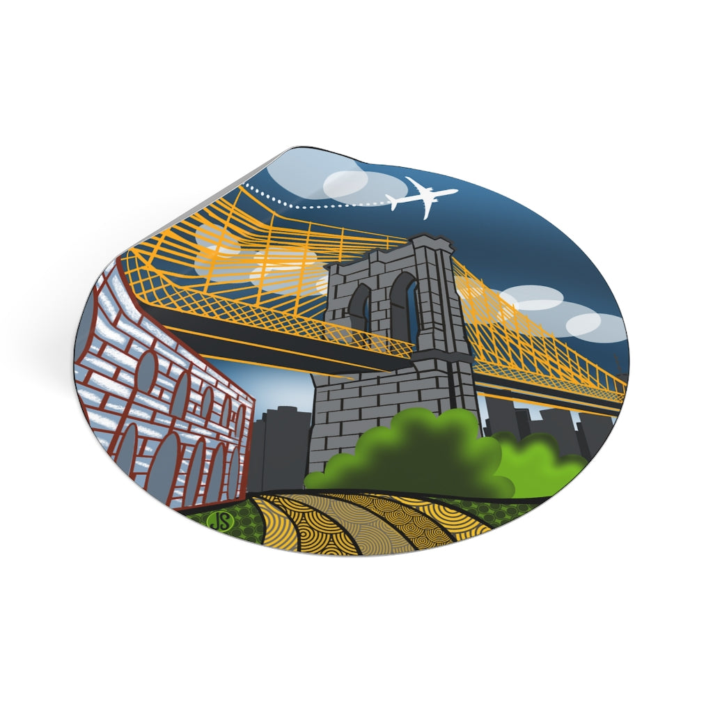 Brooklyn Bridge Round Vinyl Stickers
