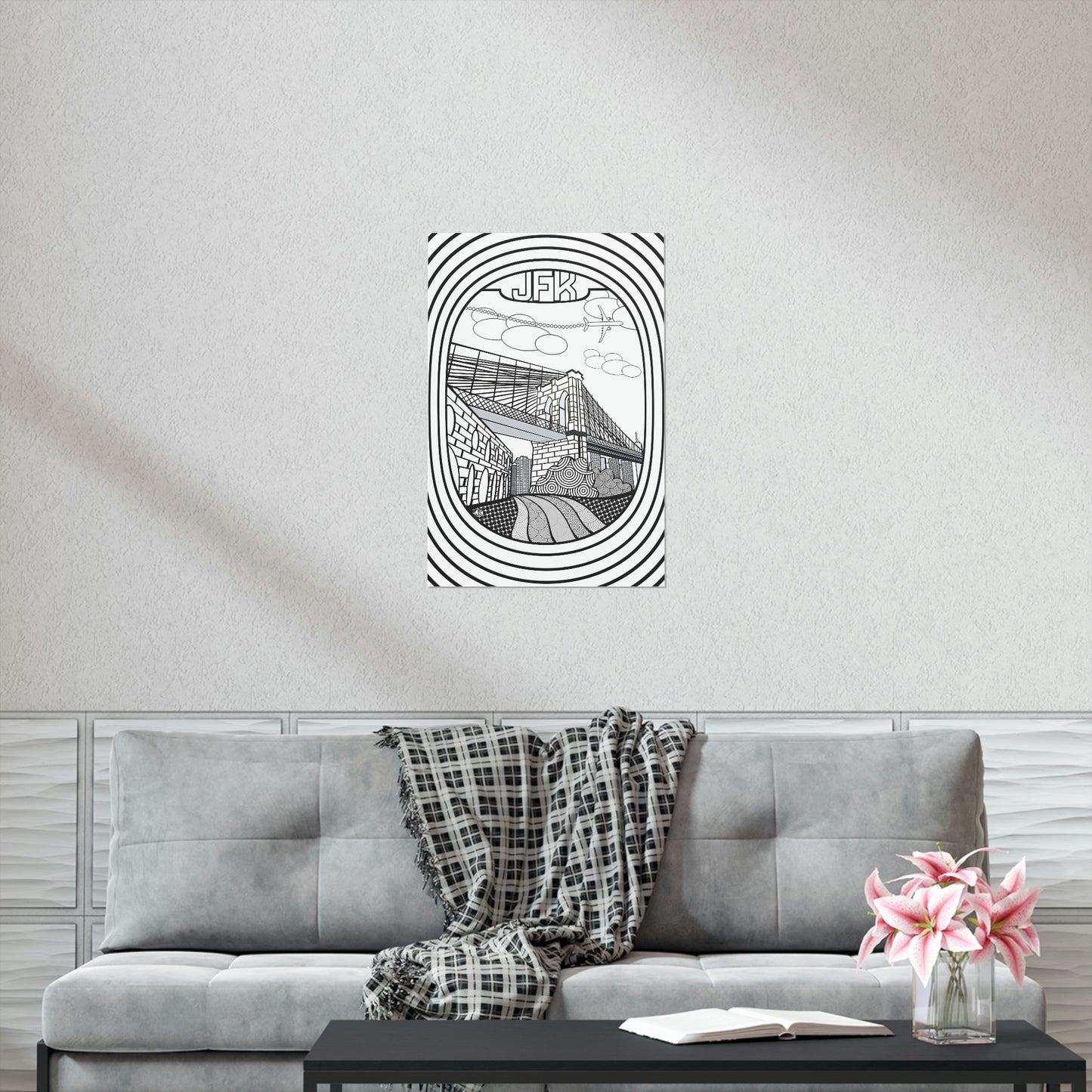 JFK New York Coloring Poster