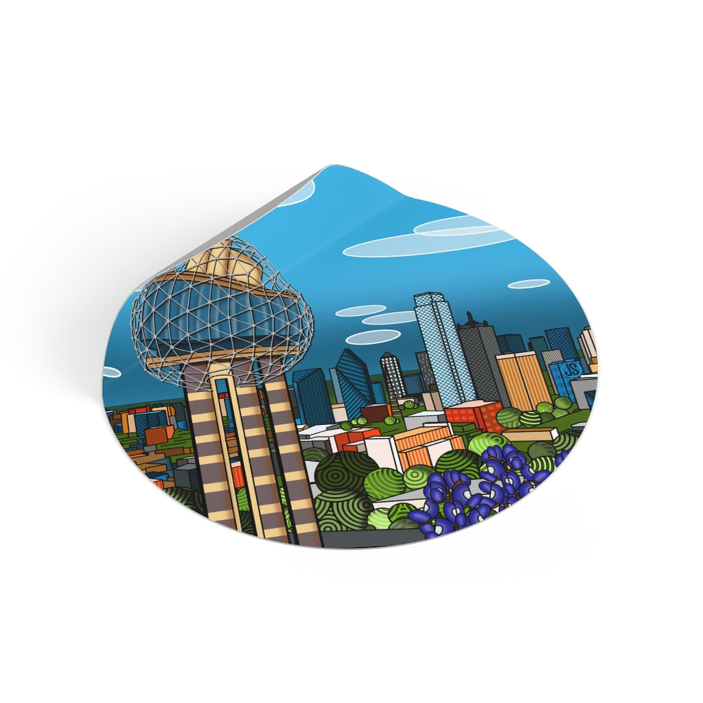 Dallas Fort Worth Round Vinyl Stickers