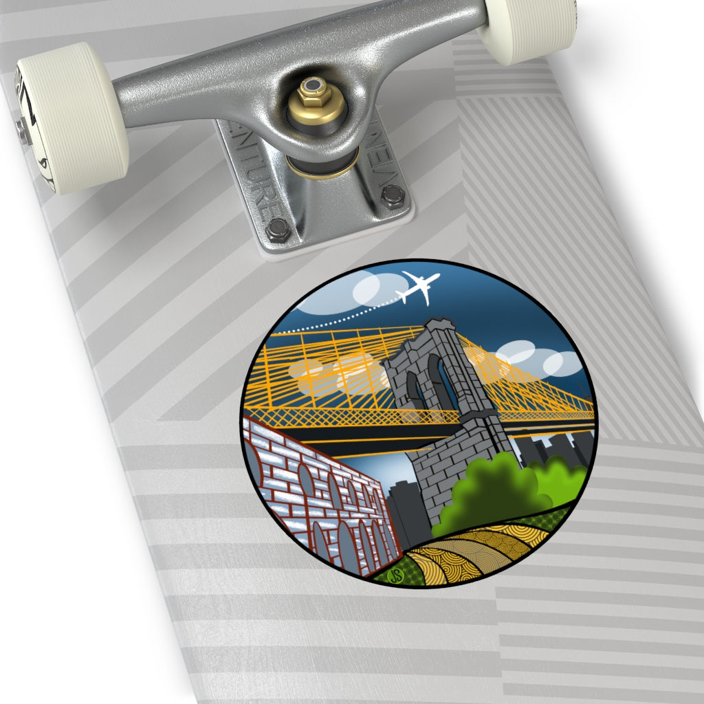 Brooklyn Bridge Round Vinyl Stickers