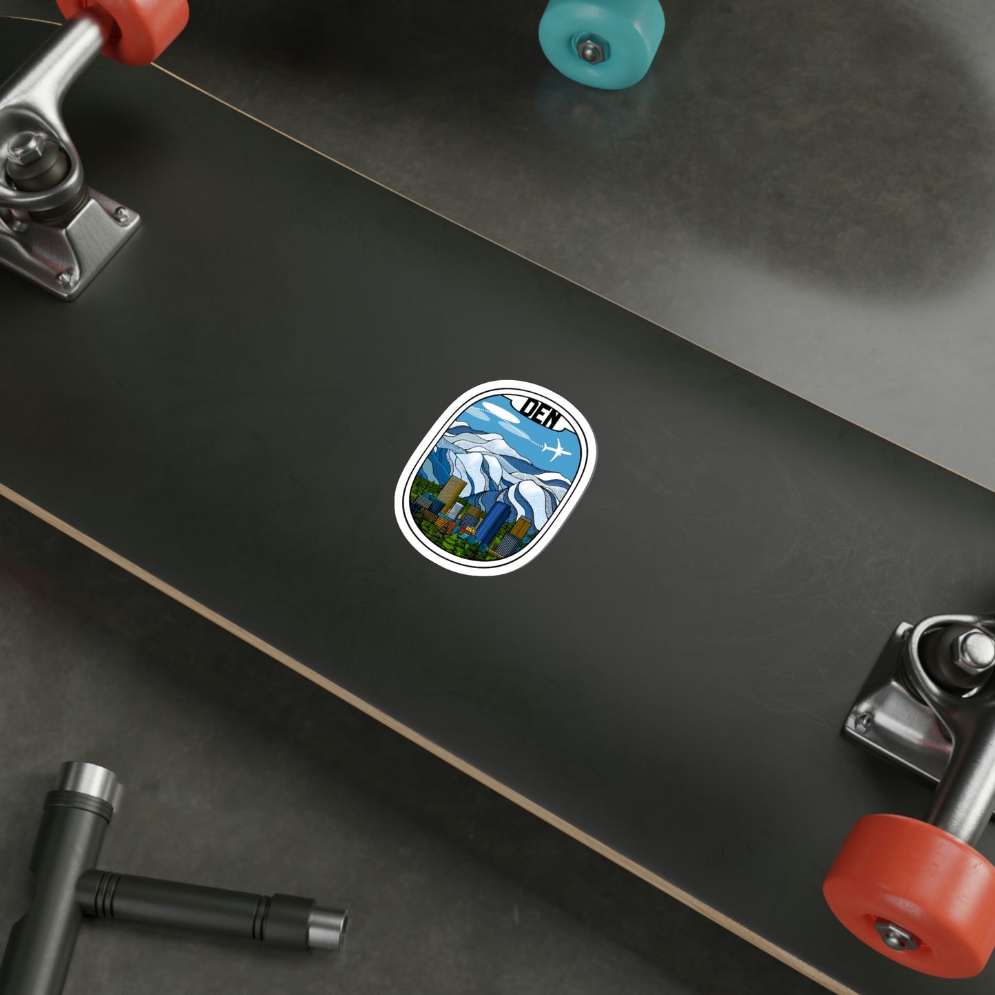 DEN Denver Wht plane Die-Cut Stickers