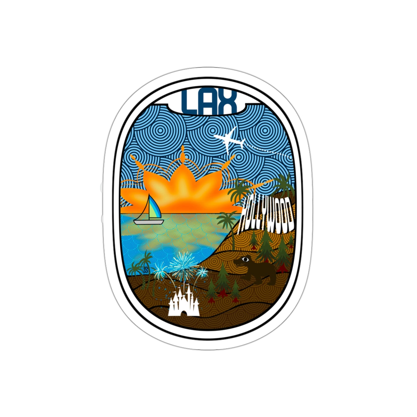 LAX- Los Angeles Wht Stickers