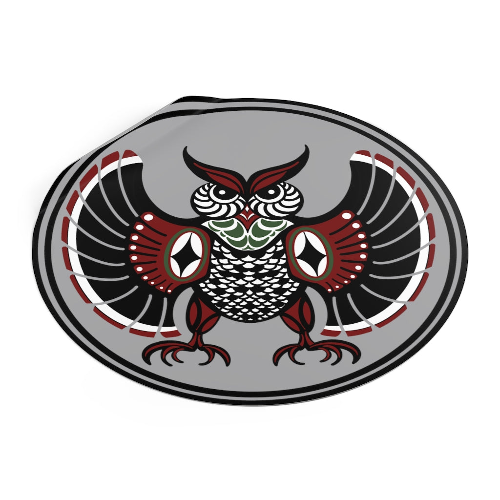 Native Owl Round Vinyl Stickers