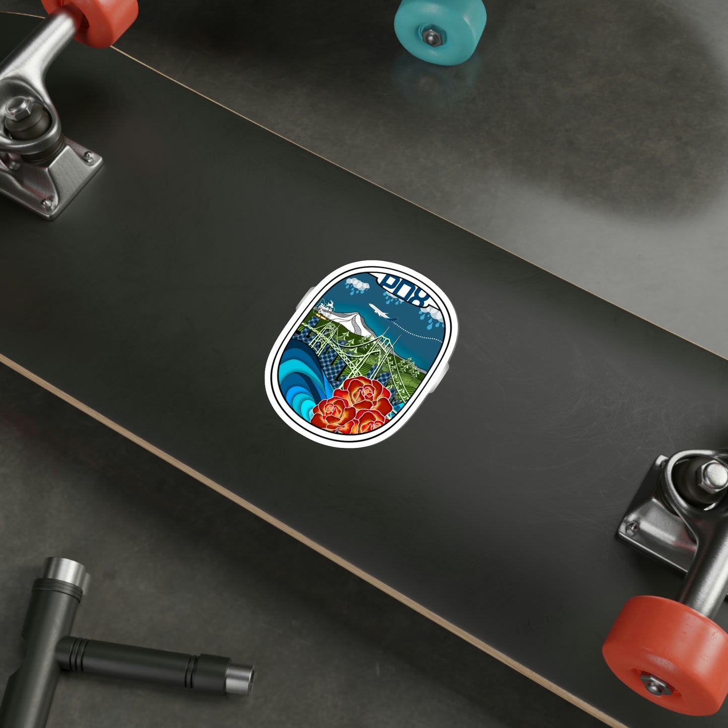 PDX Blue plane Die-Cut Stickers