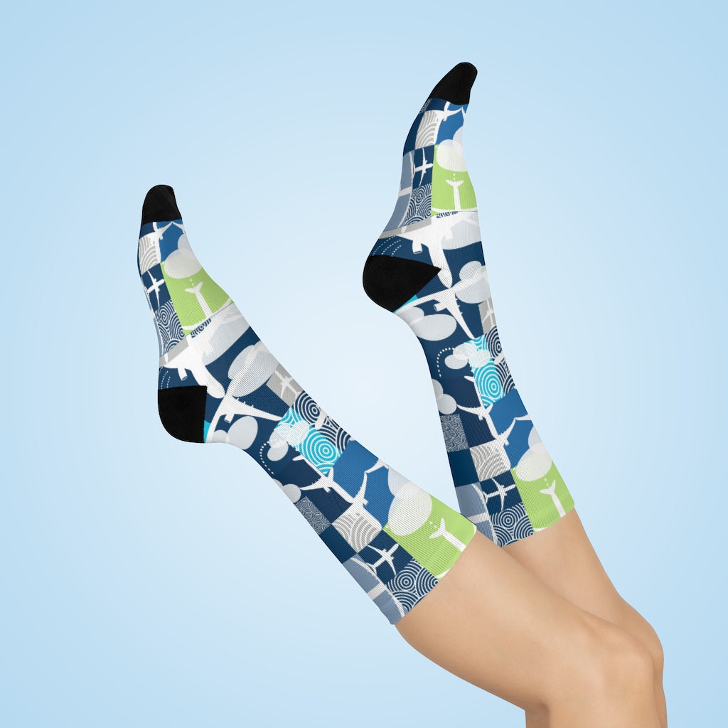 Blocked airplanes DTG Crew Socks