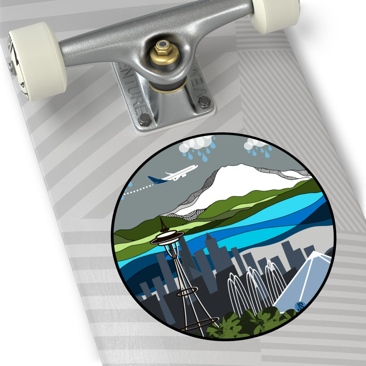 Seattle airplane Round Vinyl Stickers