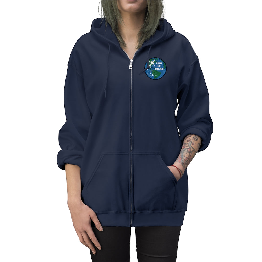 Color My Travels Unisex Zip Up Hoodie