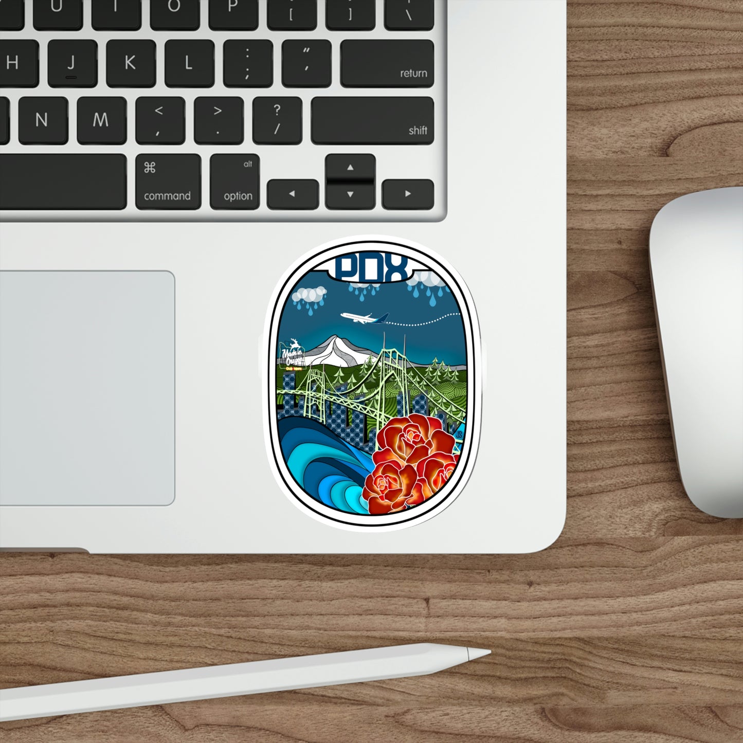 PDX Blue plane Die-Cut Stickers