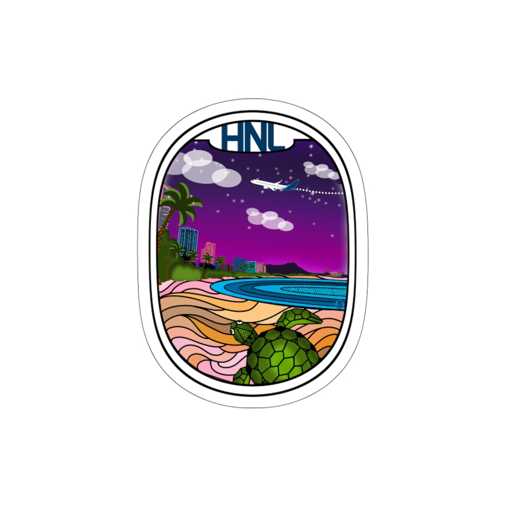 HNL Honolulu blue plane Die-Cut Stickers