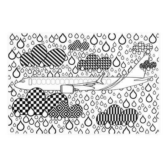 Flying in the rain coloring poster