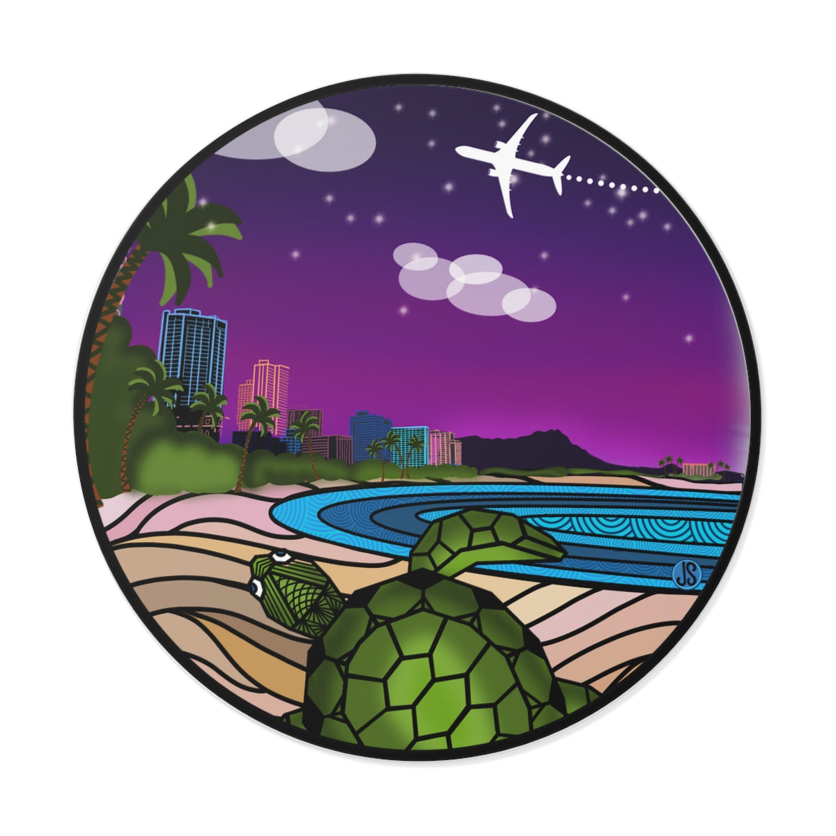 Honolulu Round Vinyl Stickers