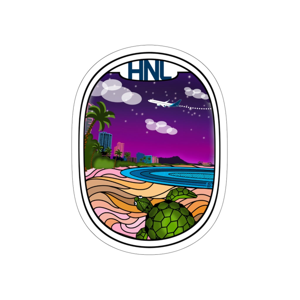 HNL Honolulu blue plane Die-Cut Stickers
