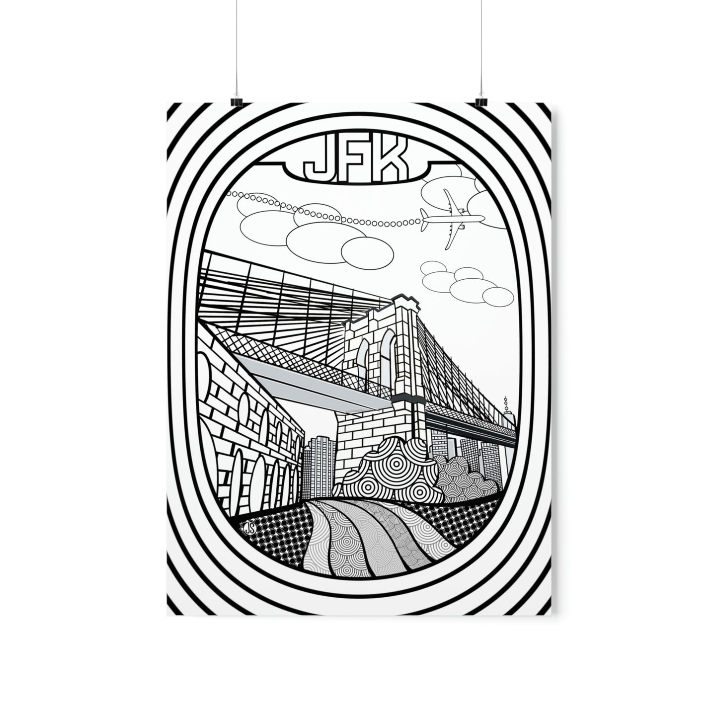 JFK New York Coloring Poster