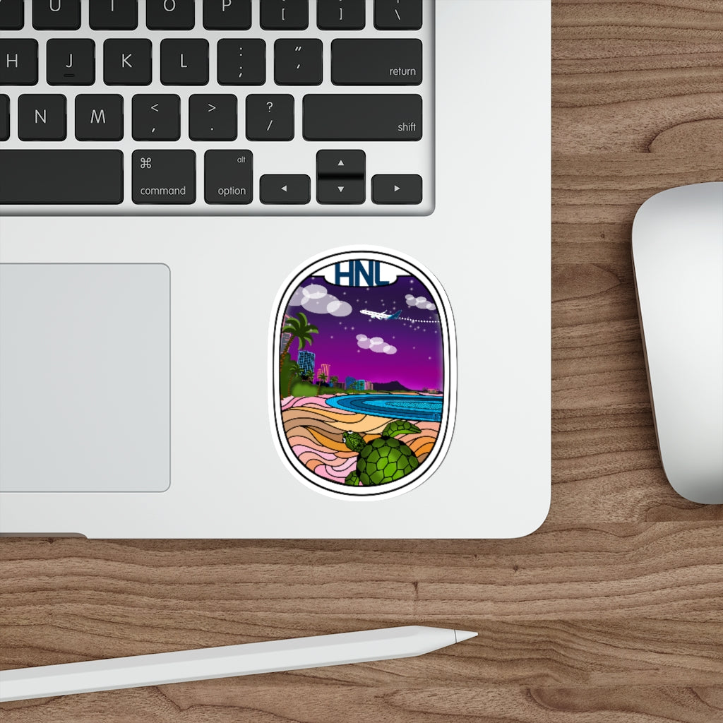 HNL Honolulu blue plane Die-Cut Stickers