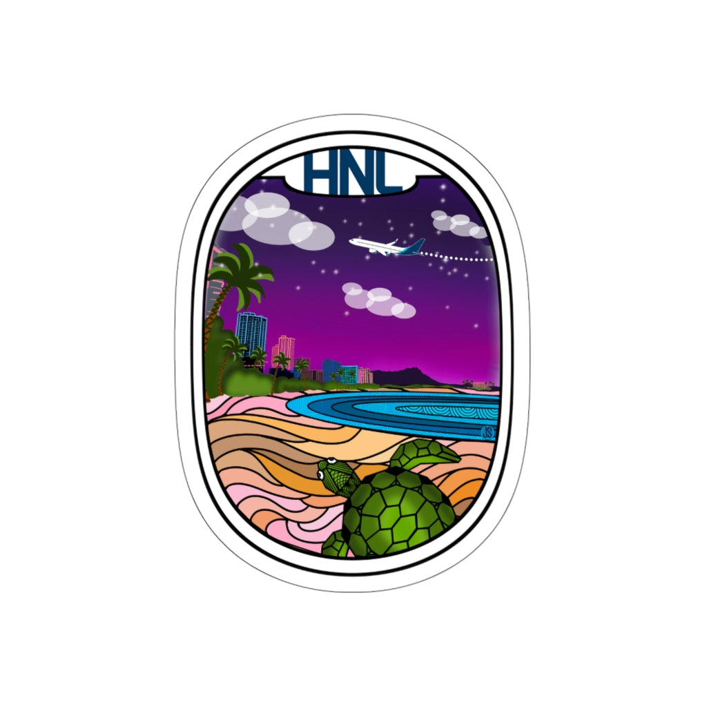 HNL Honolulu blue plane Die-Cut Stickers