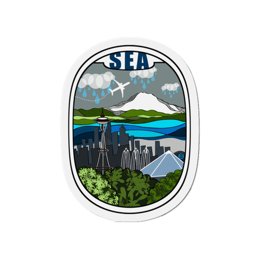 SEA - Seattle Wht Plane Kiss-Cut Magnets