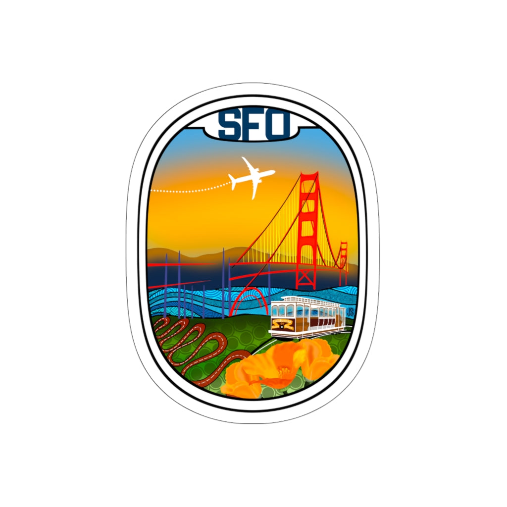 SFO-San Francisco WHT PLANE Stickers