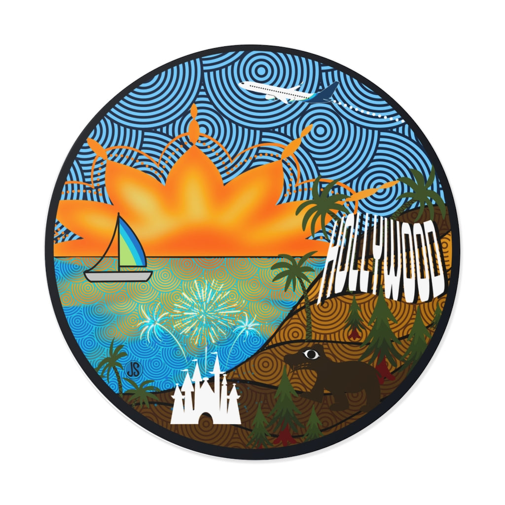 LAX- Los Angeles Round Vinyl Stickers