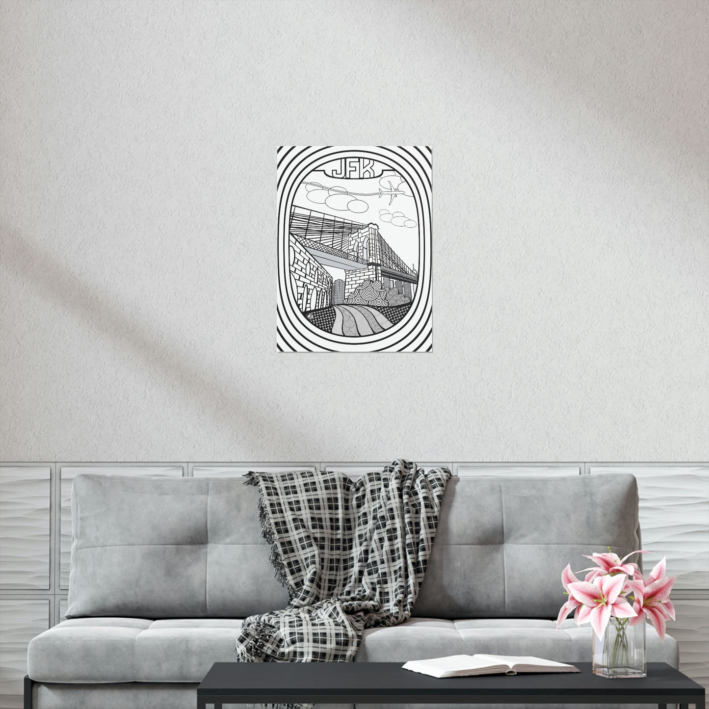 JFK New York Coloring Poster