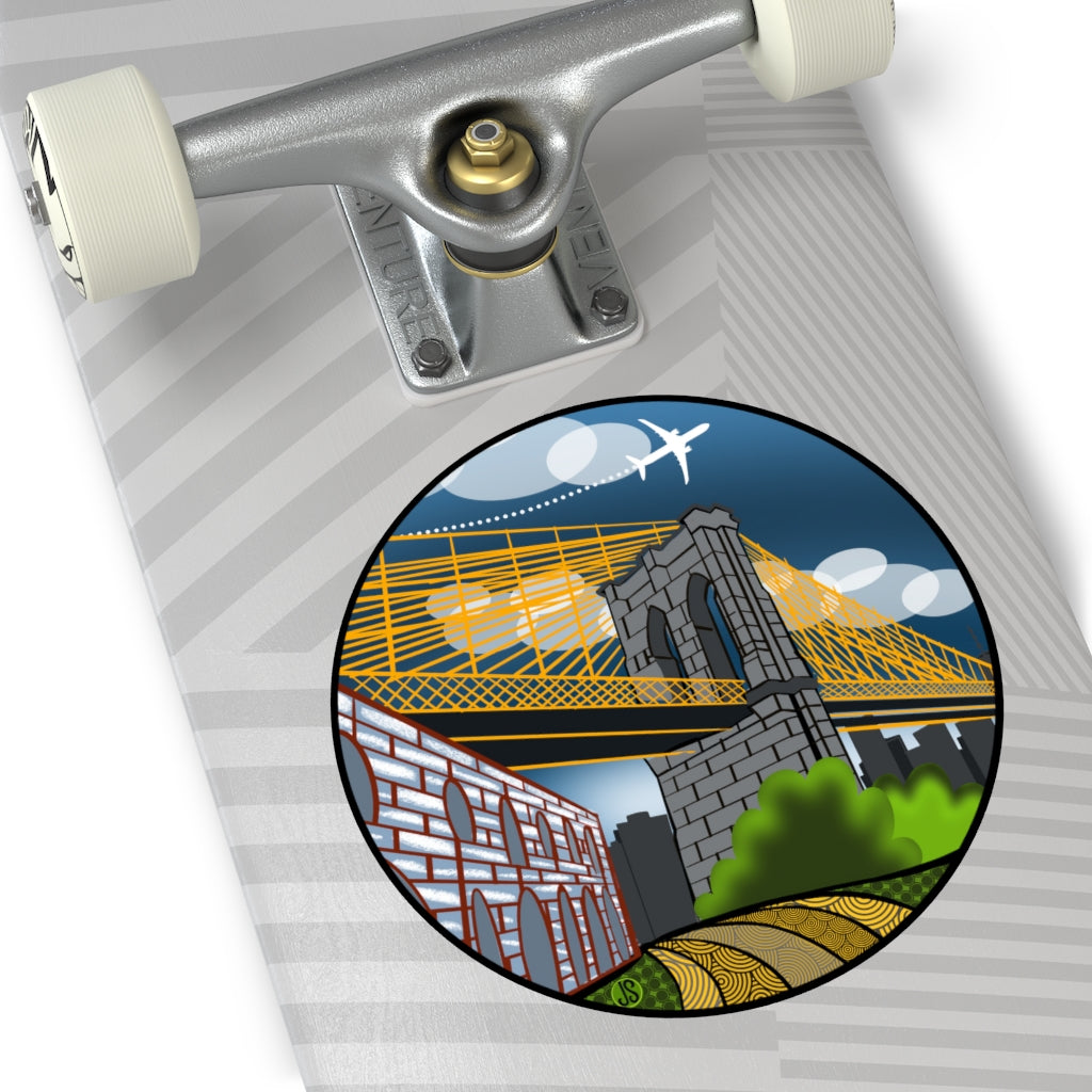 Brooklyn Bridge Round Vinyl Stickers