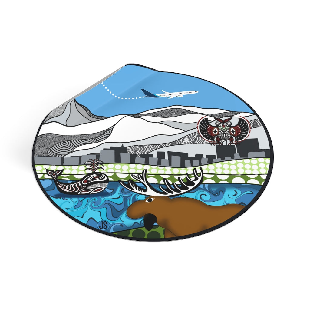 Anchorage Round Vinyl Stickers