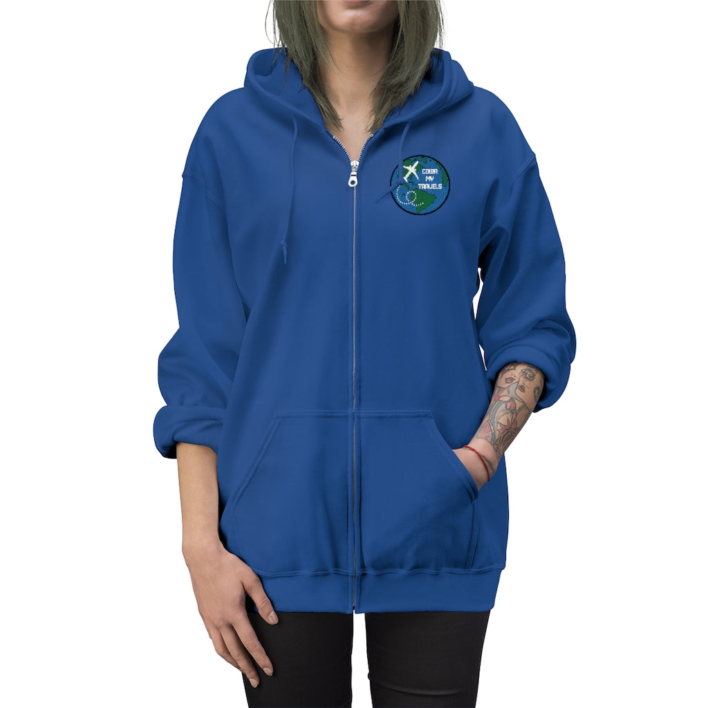 Color My Travels Unisex Zip Up Hoodie