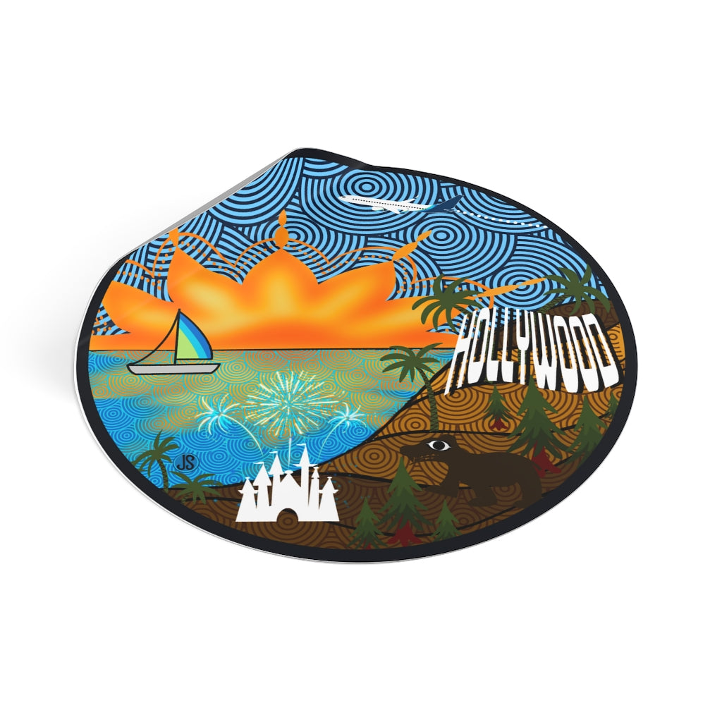 LAX- Los Angeles Round Vinyl Stickers