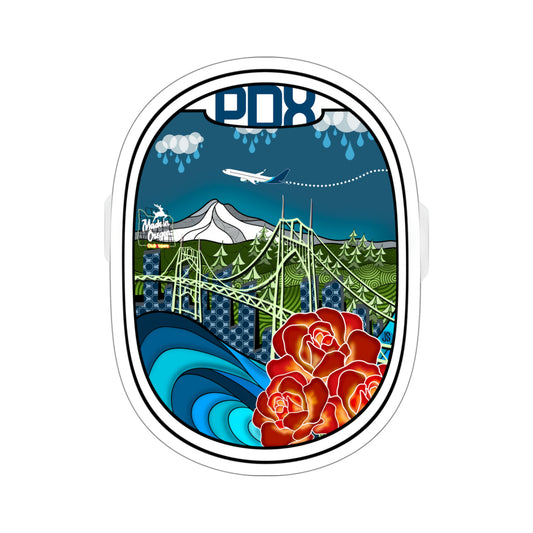 PDX Blue plane Die-Cut Stickers