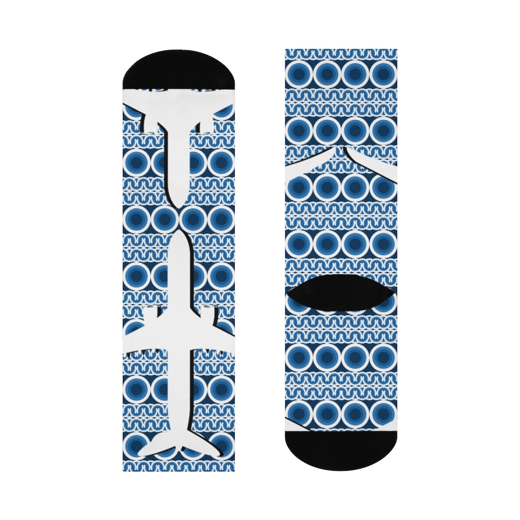 Lg Blue circle DTG Crew Socks