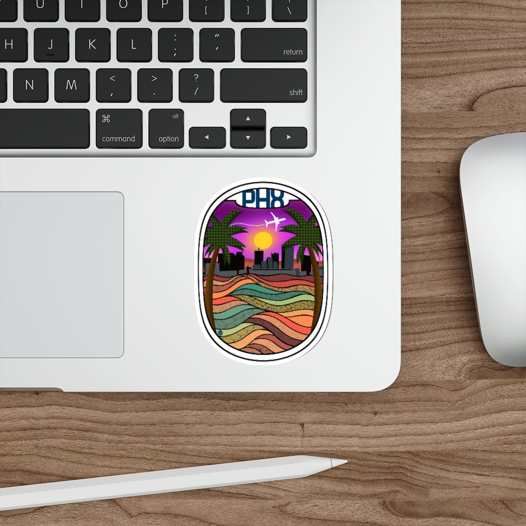 PHX Wht plane Die-Cut Stickers
