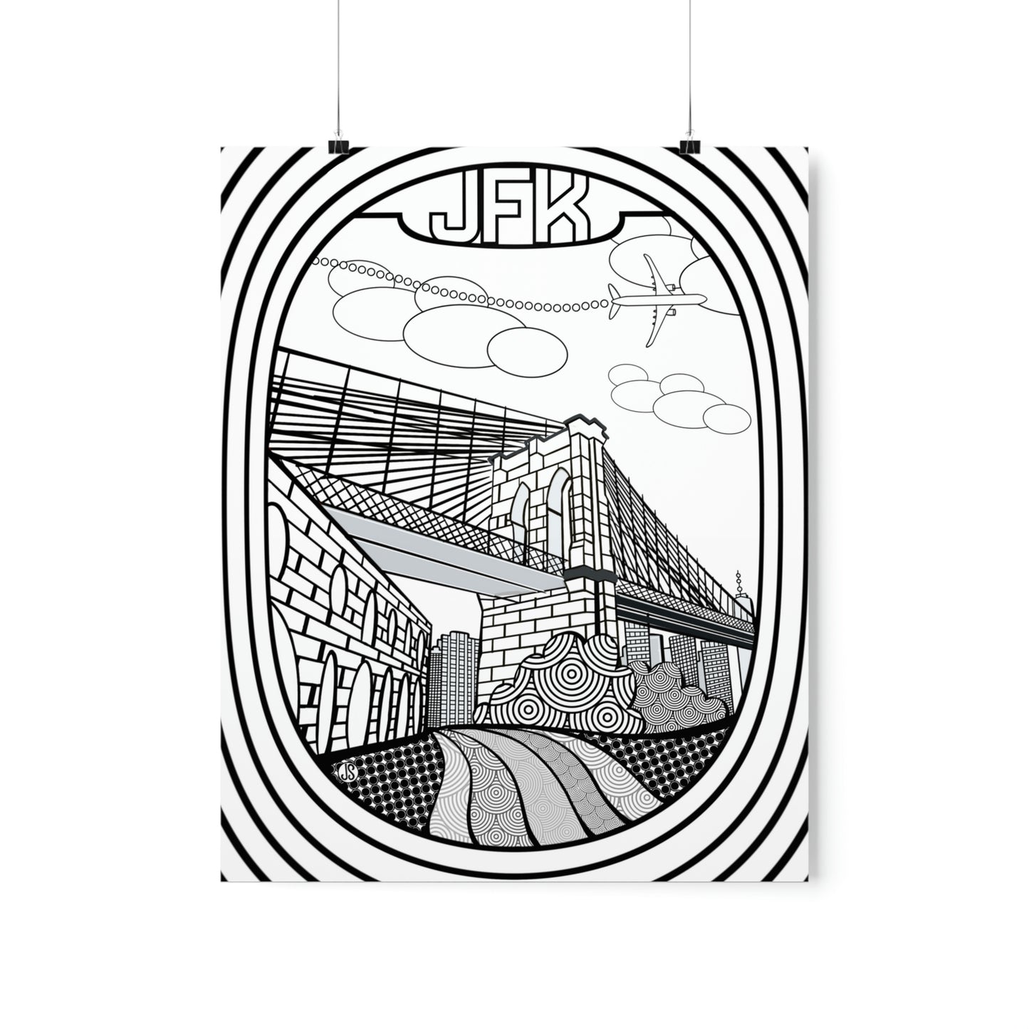 JFK New York Coloring Poster
