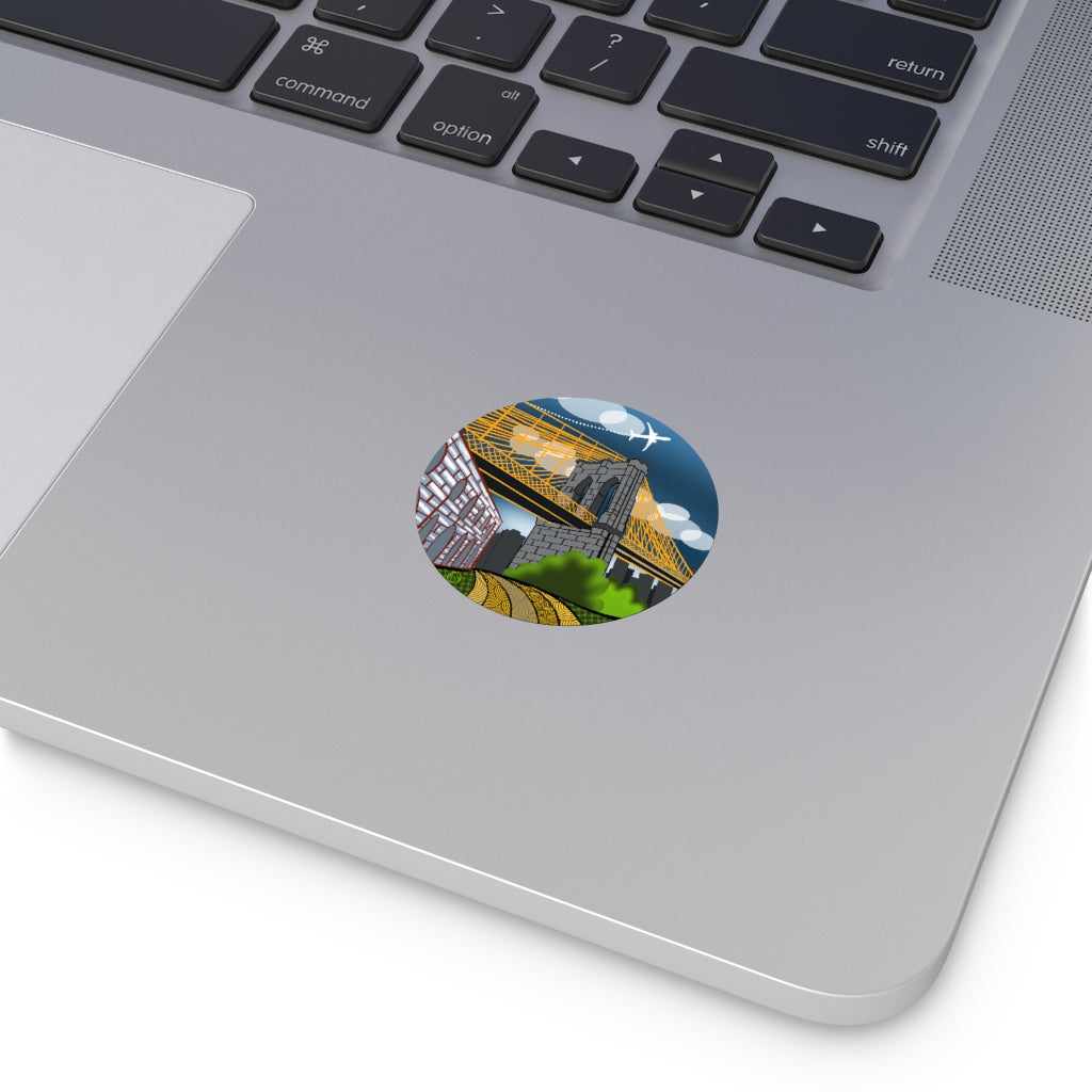 Brooklyn Bridge Round Vinyl Stickers