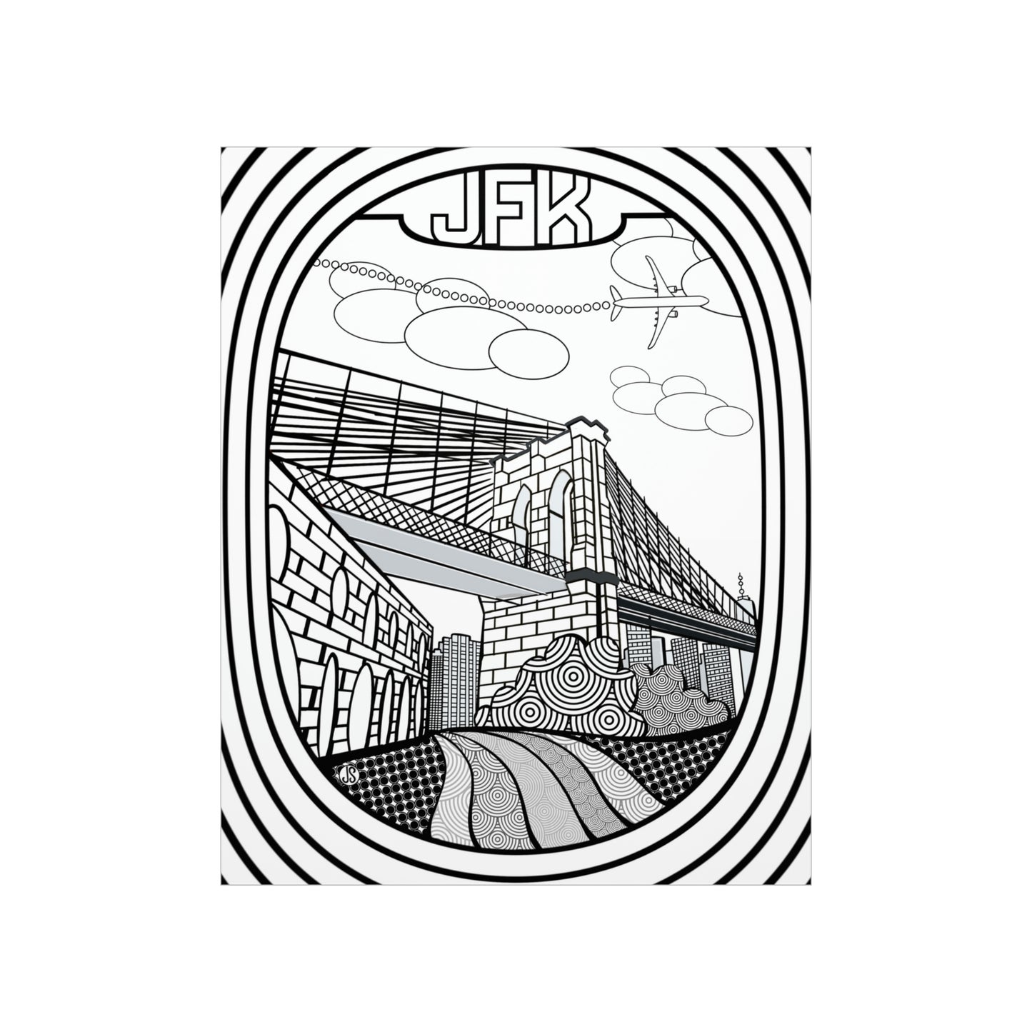 JFK New York Coloring Poster