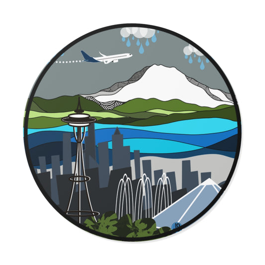 Seattle airplane Round Vinyl Stickers