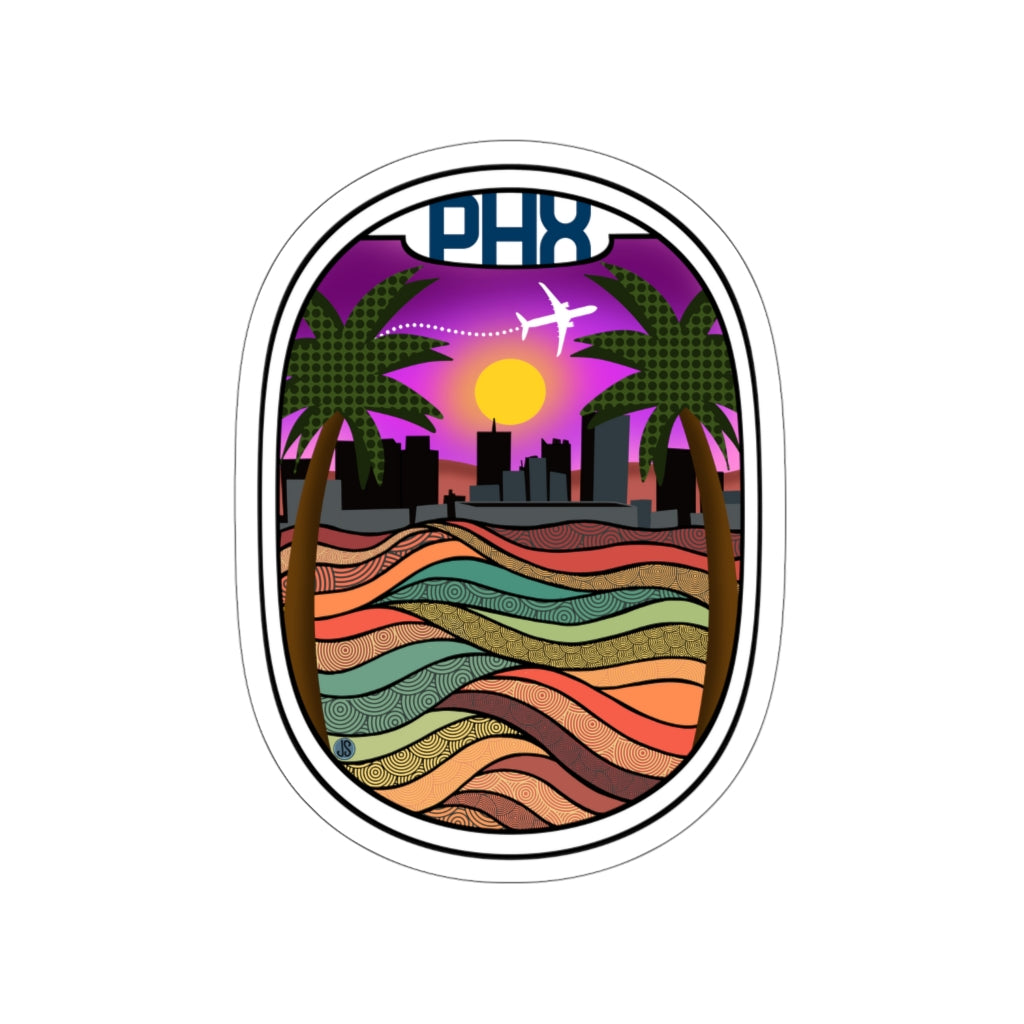 PHX Wht plane Die-Cut Stickers