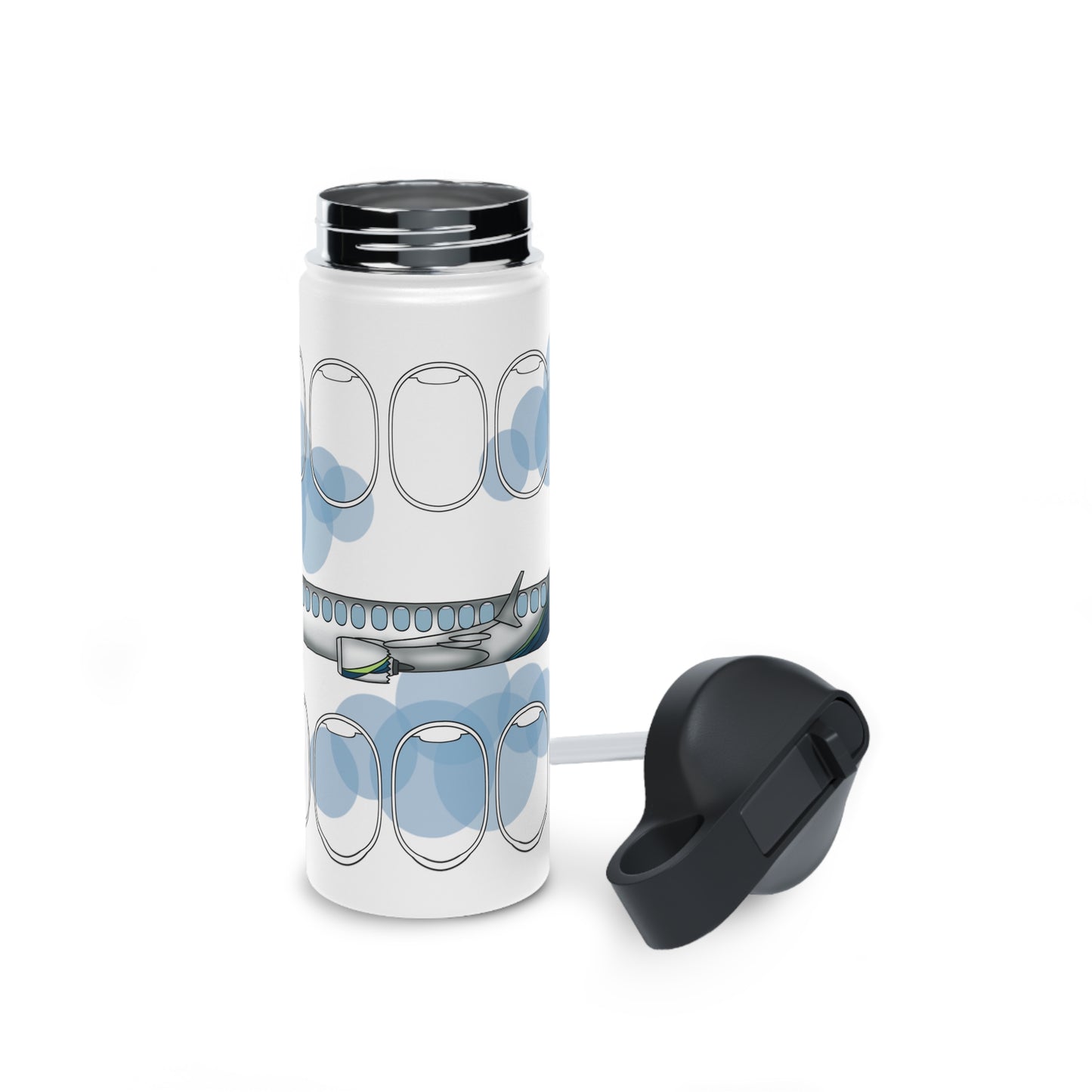 Jet window collection Stainless Steel Water Bottle, Standard Lid