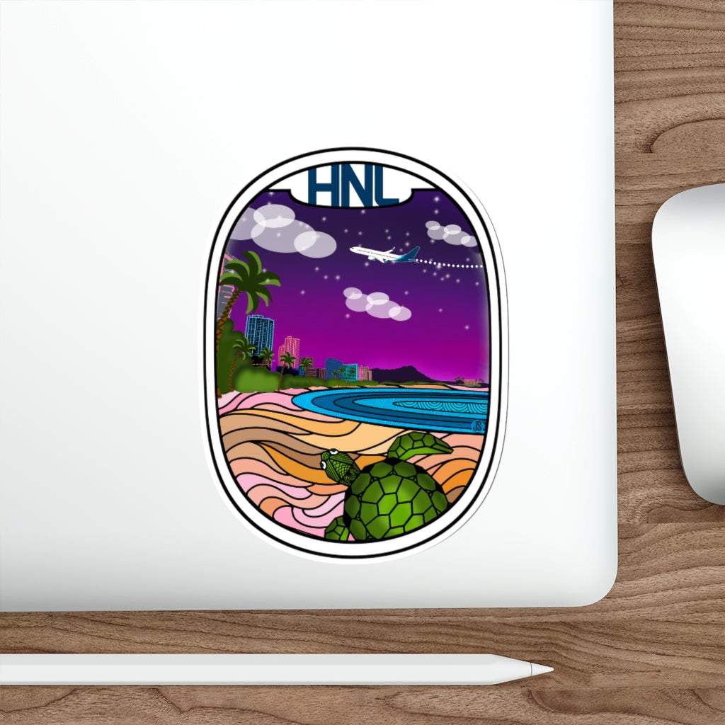 HNL Honolulu blue plane Die-Cut Stickers