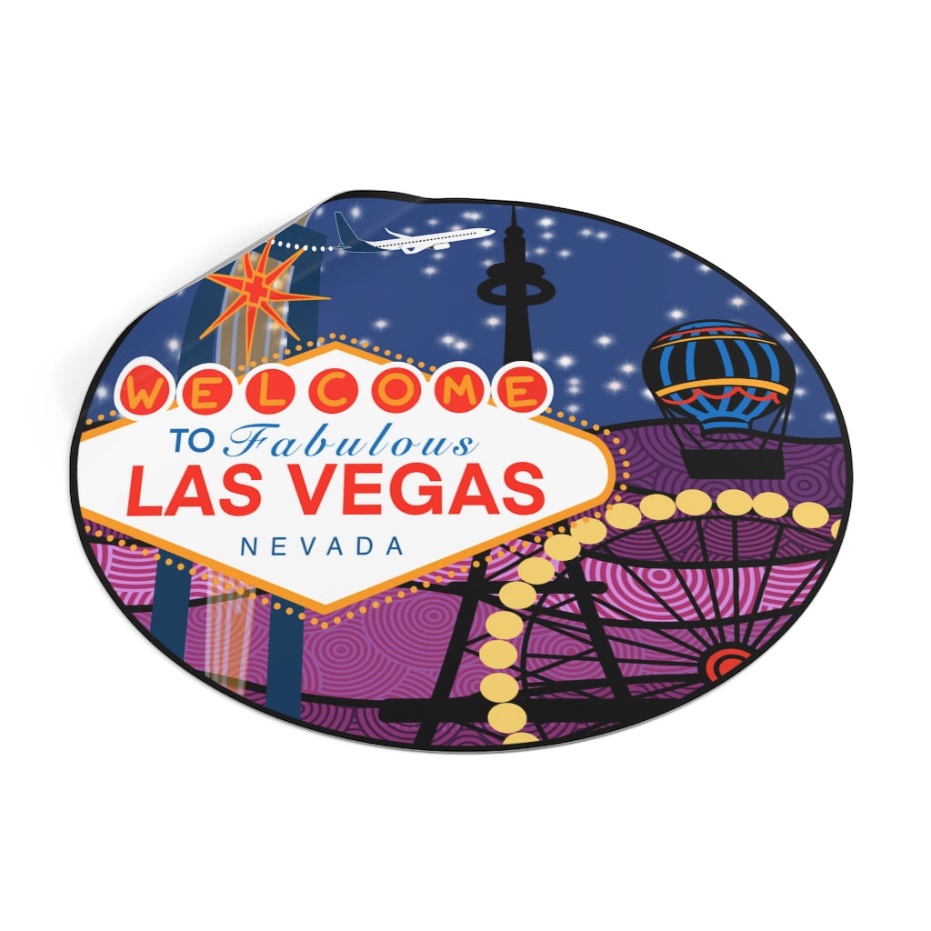 Las Vegas Round Vinyl Stickers