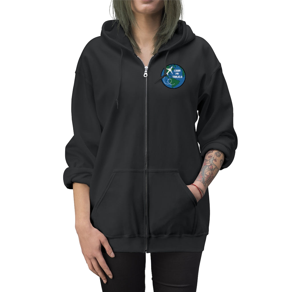 Color My Travels Unisex Zip Up Hoodie